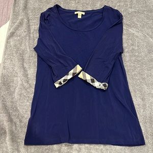Burberry Brit 3/4 Sleeve Top Women's Purplestretch Flip Cuff Nova